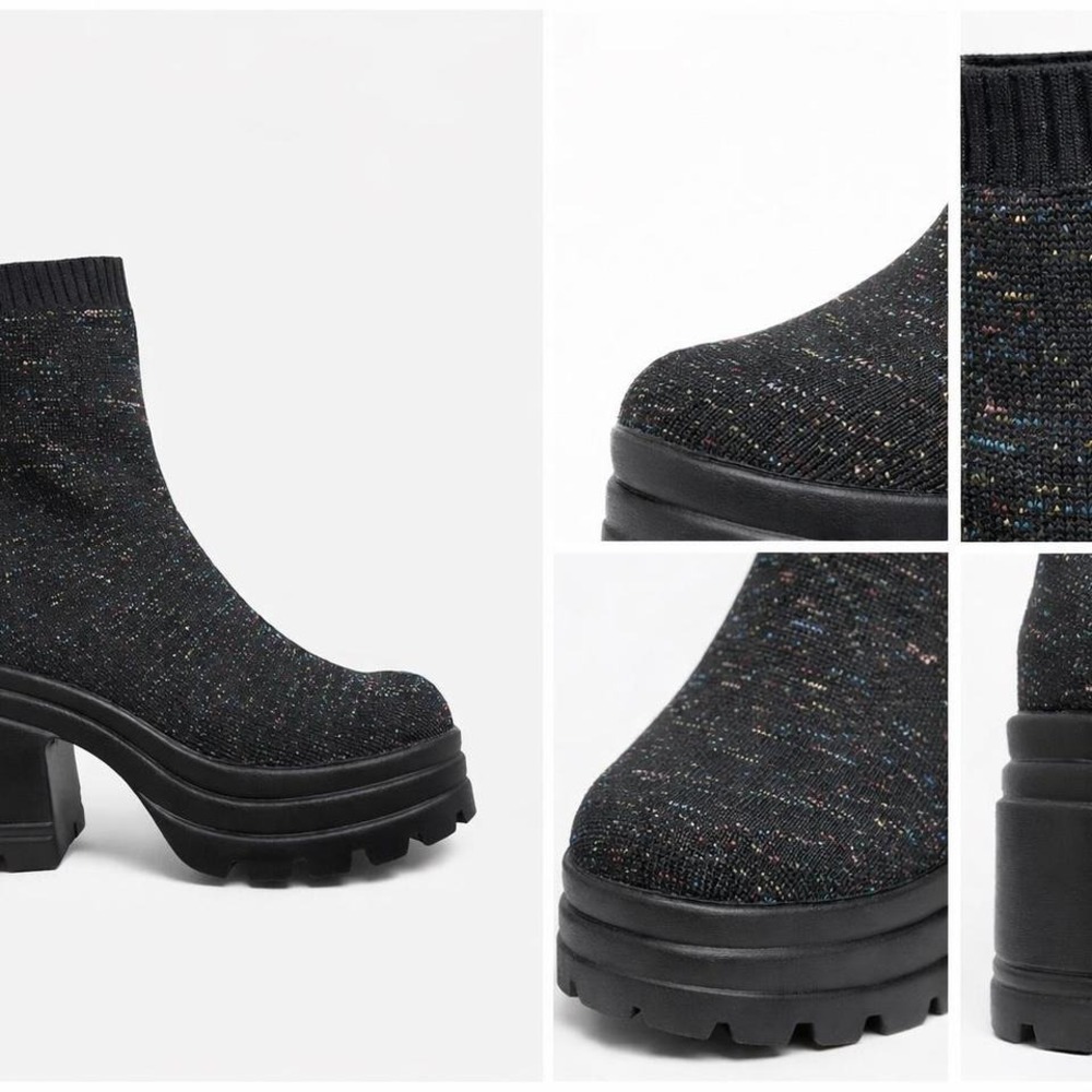 black glittery platform boots SIZE‎ 11